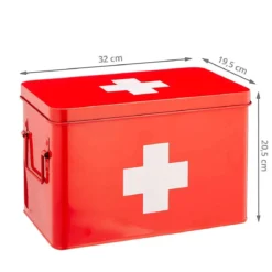 Grande boîte à pharmacie en métal rouge