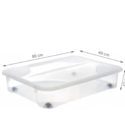 Grande boîte sous le lit à roulettes 60 litres