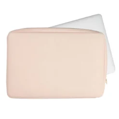 Housse pour ordinateur 15 pouces en simili cuir rose poudré