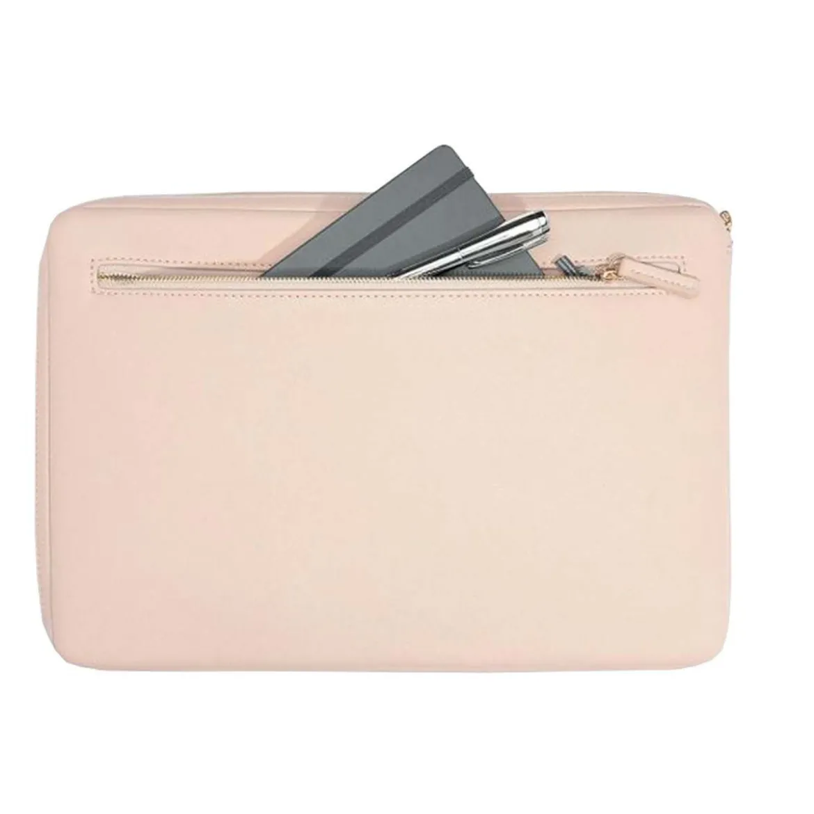 Housse pour ordinateur 15 pouces en simili cuir rose poudré