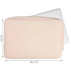 Housse pour ordinateur 15 pouces en simili cuir rose poudré
