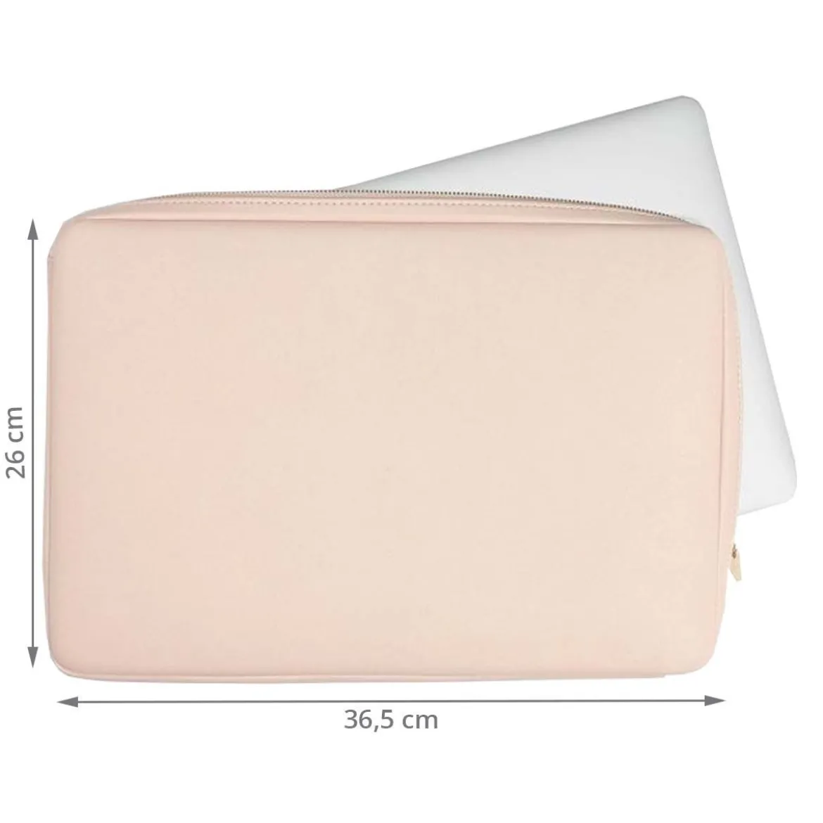 Housse pour ordinateur 15 pouces en simili cuir rose poudré