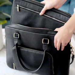 Housse pour ordinateur 15 pouces en simili cuir noir