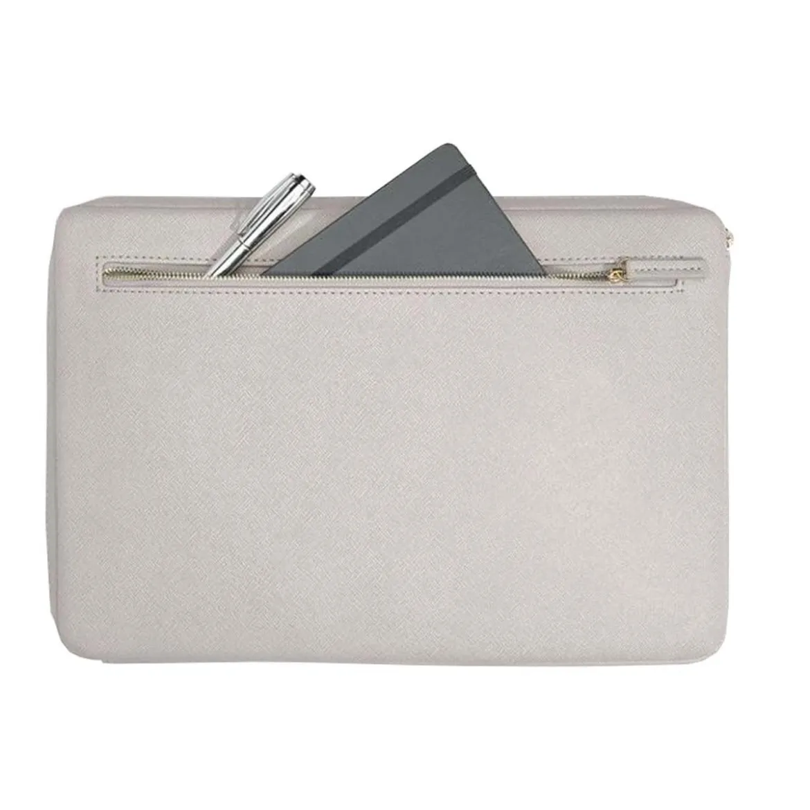 Housse pour ordinateur 15 pouces en simili cuir gris clair