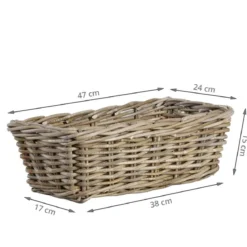 Long panier de rangement en rotin