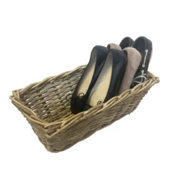 Long panier de rangement en rotin