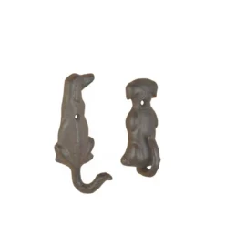 Lot de 2 patères chien en fonte