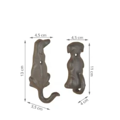 Lot de 2 patères chien en fonte