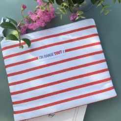 Maxi pochette rayée rouge et blanc