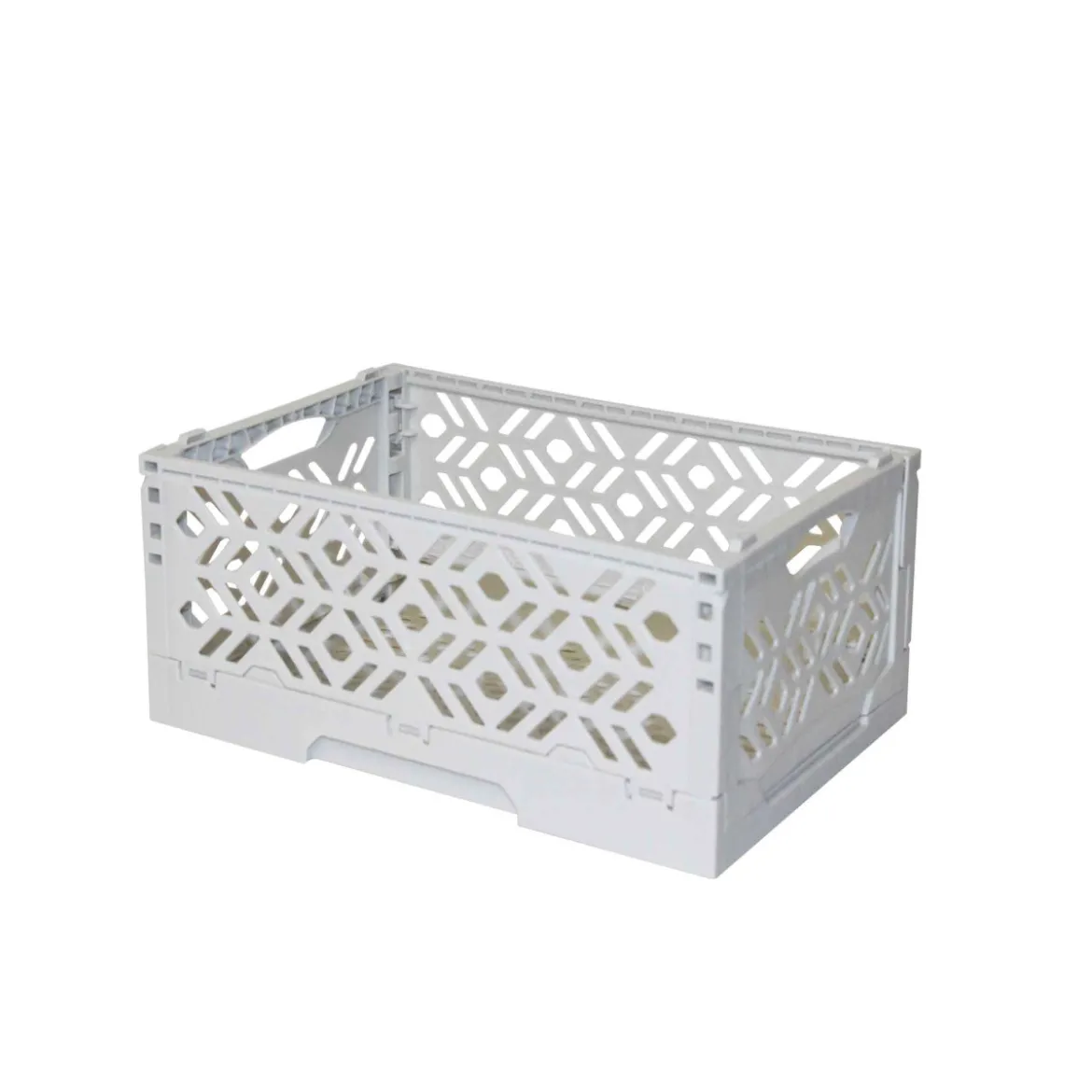 Mini Cagette en plastique gris clair empilable et pliable