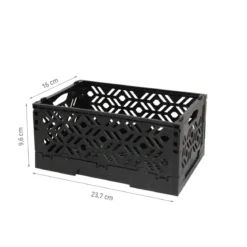 Mini Cagette en plastique noir empilable et pliable