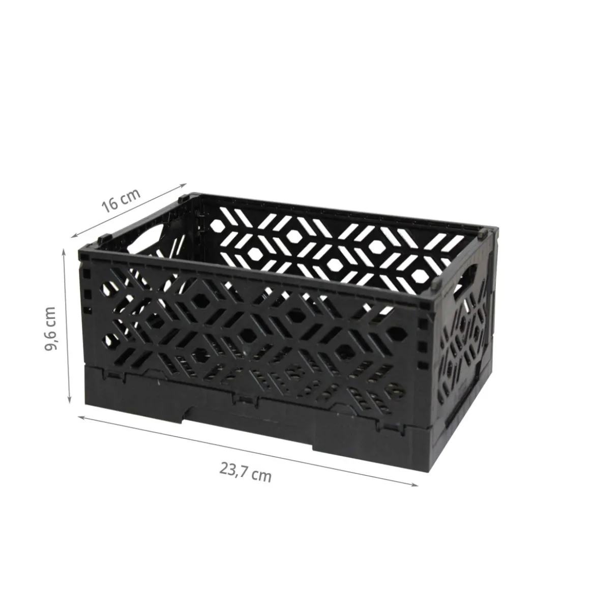 Mini Cagette en plastique noir empilable et pliable