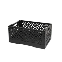 Mini Cagette en plastique noir empilable et pliable