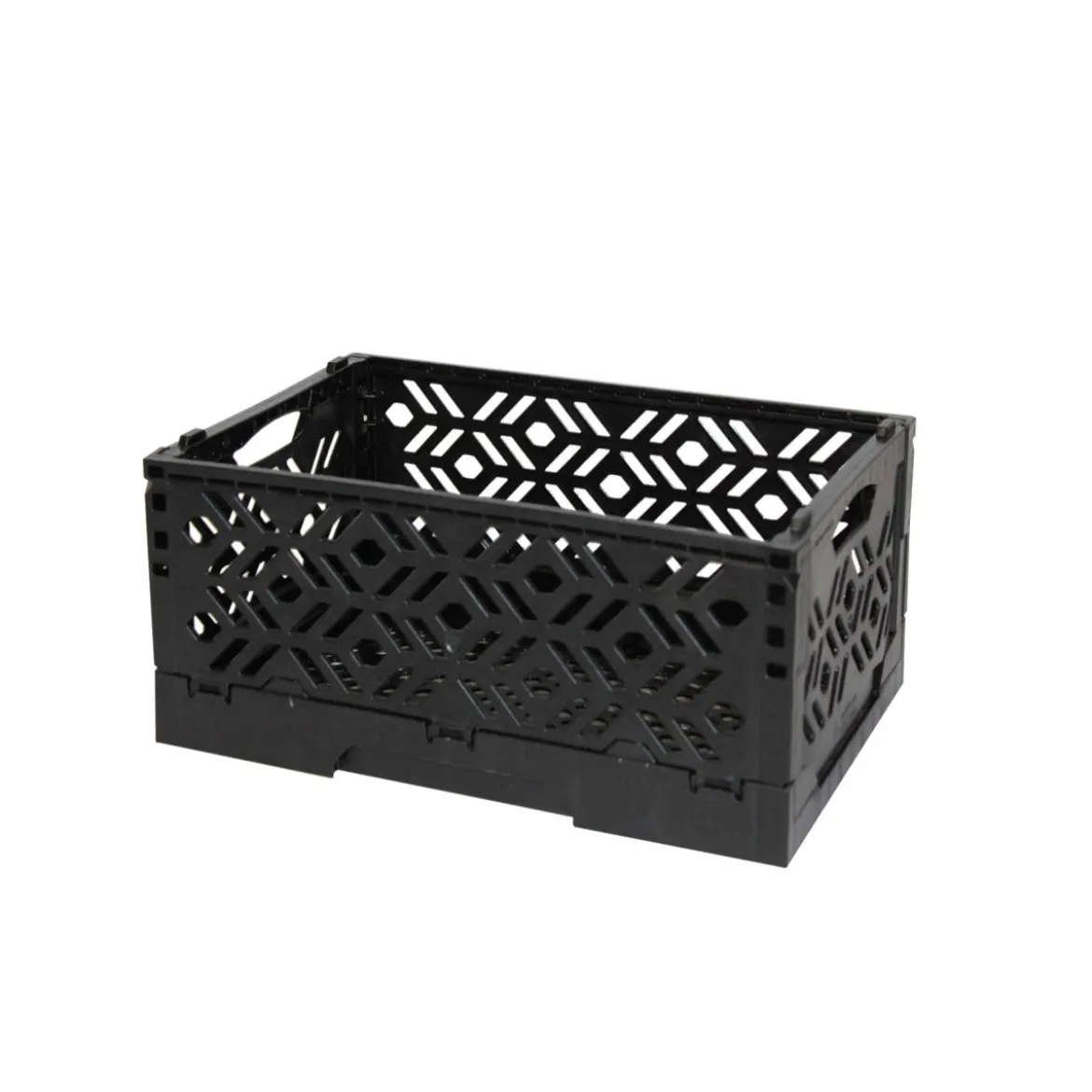 Mini Cagette en plastique noir empilable et pliable