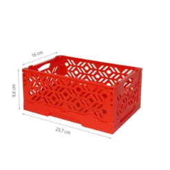 Mini Cagette en plastique rouge empilable et pliable