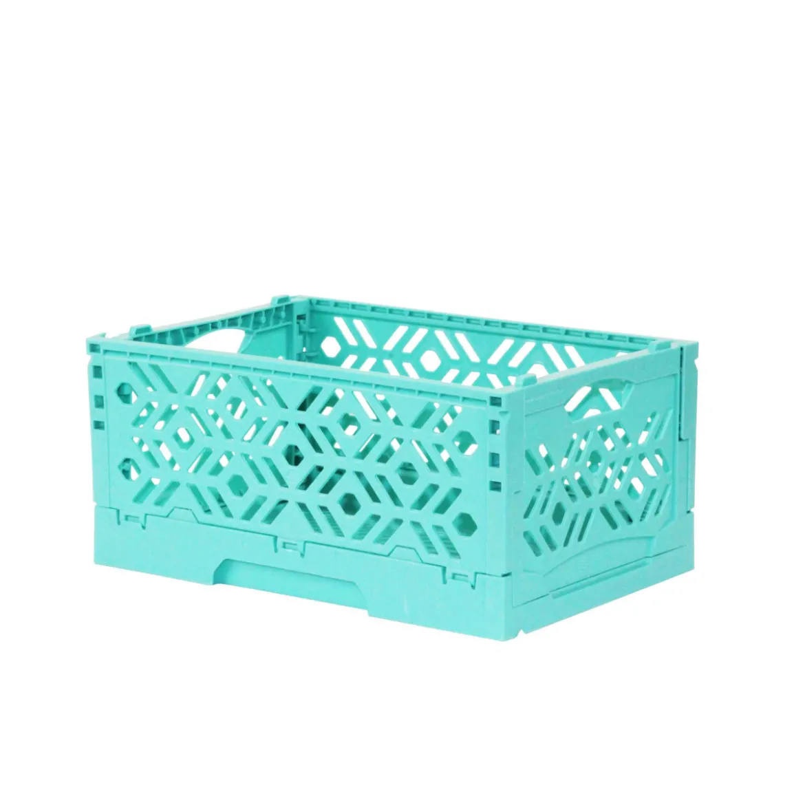 Mini Cagette en plastique turquoise empilable et pliable