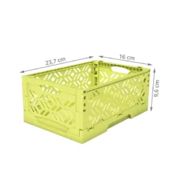 Mini Cagette en plastique vert anis empilable et pliable