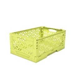 Mini Cagette en plastique vert anis empilable et pliable