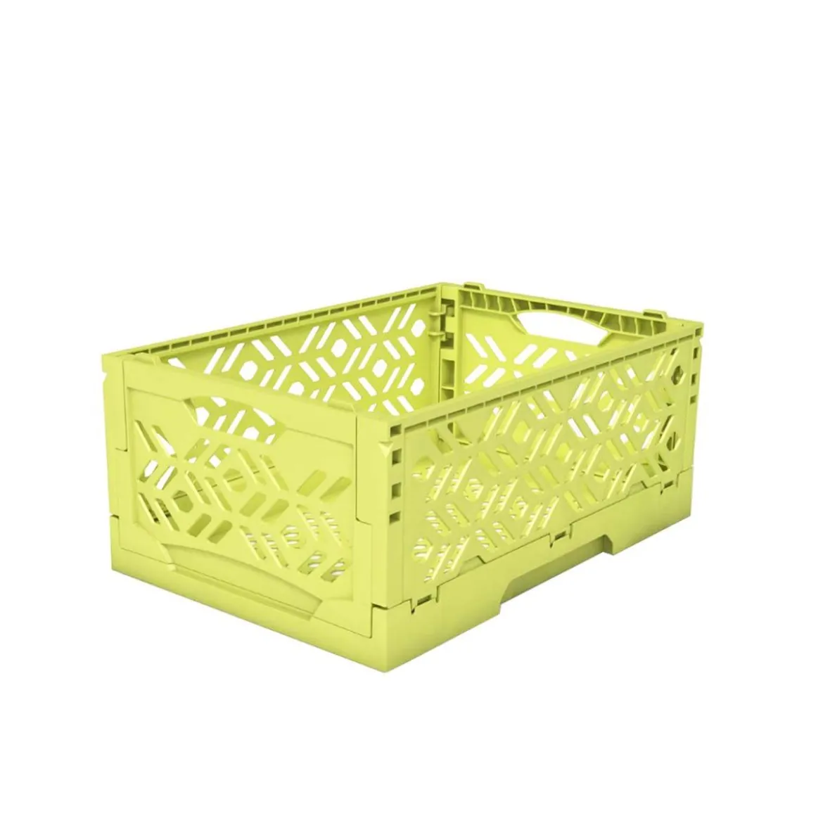 Mini Cagette en plastique vert anis empilable et pliable