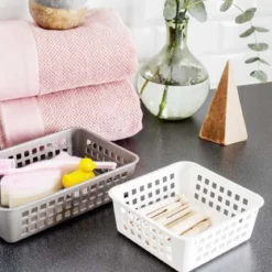 Panier carré pour tiroir de salle de bain en plastique recyclé
