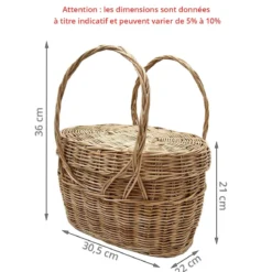 Panier à couture en rotin tressé
