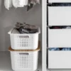 Panier de rangement en plastique recyclé avec couvercle en bambou 13 litres