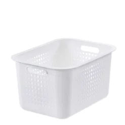 Panier de rangement en plastique recyclé avec couvercle en bambou 13 litres