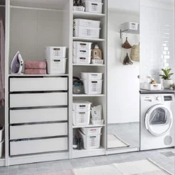 Panier de rangement en plastique recyclé avec couvercle en bambou 10 litres