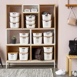 Panier de rangement en plastique recyclé avec couvercle en bambou 10 litres