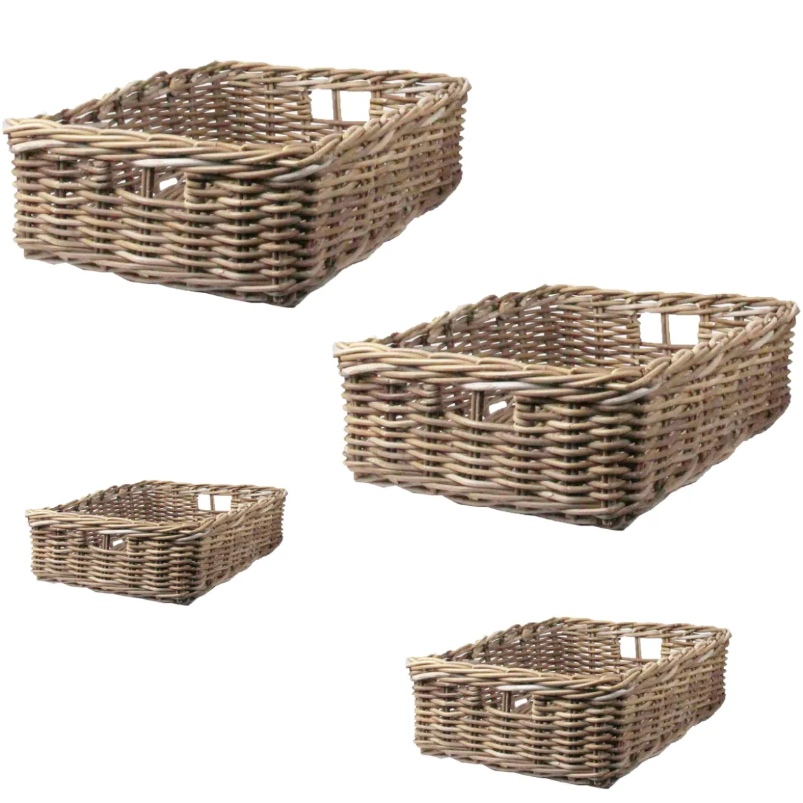 Panier de rangement en rotin bas. Taille M