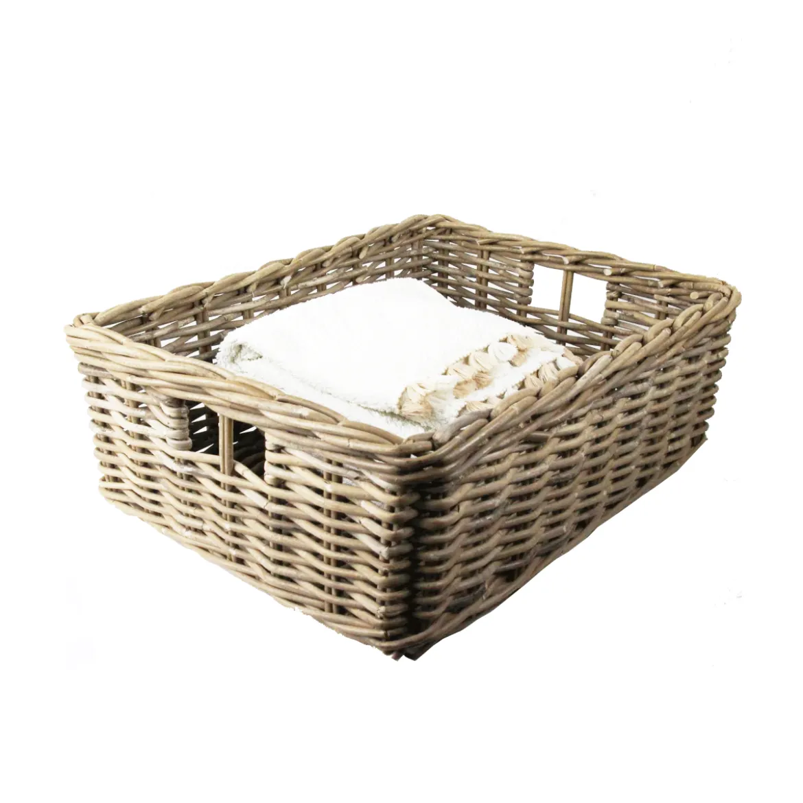 Panier de rangement en rotin bas. Taille M