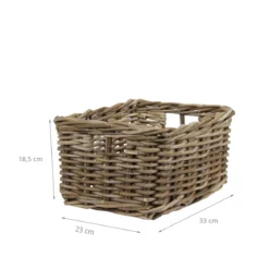 Panier de rangement rectangulaire en rotin gris S
