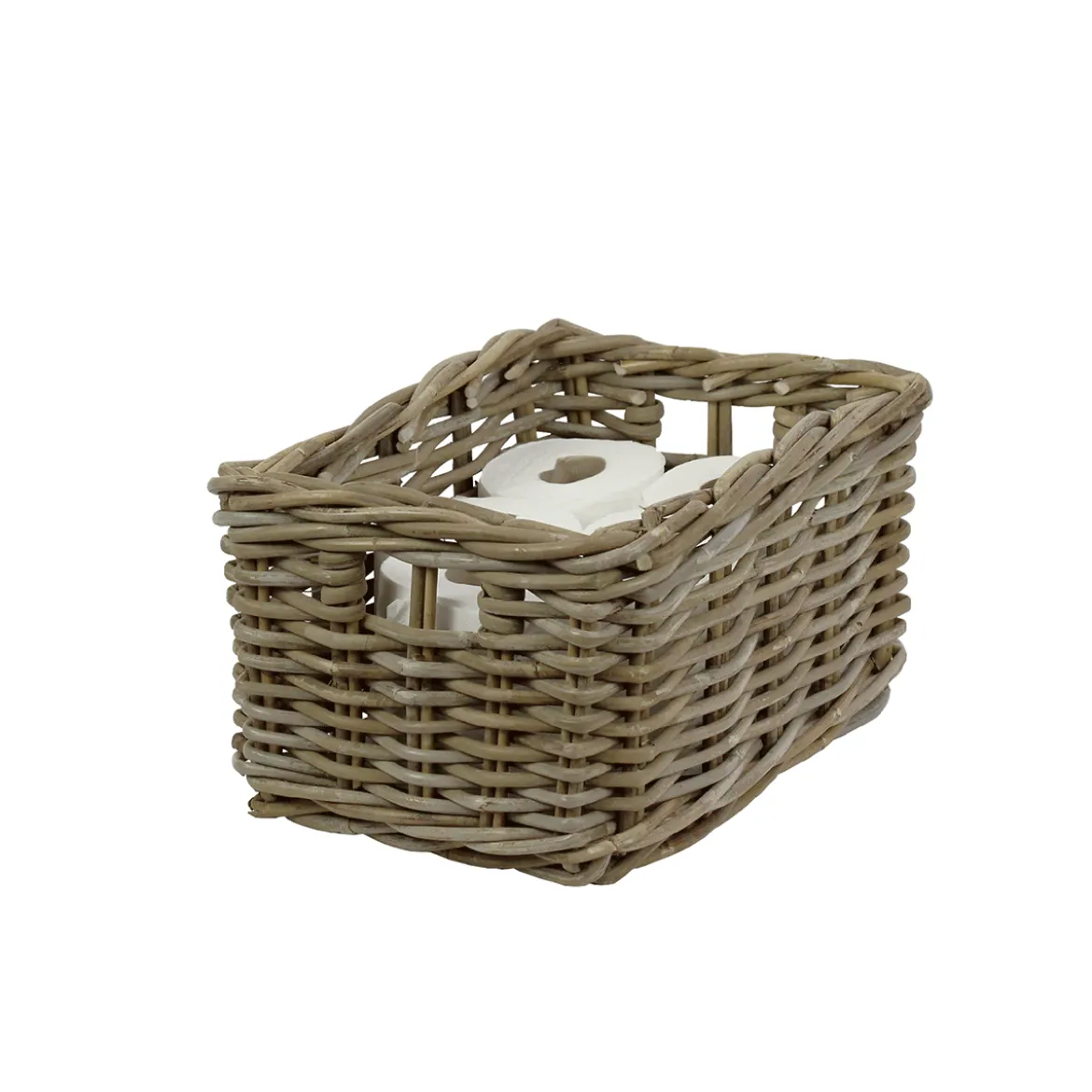 Panier de rangement rectangulaire en rotin gris S