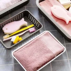 Panier rectangulaire pour tiroir de salle de bain en plastique recyclé