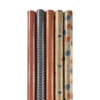 Papier cadeau en kraft fantaisie - 5 rouleaux