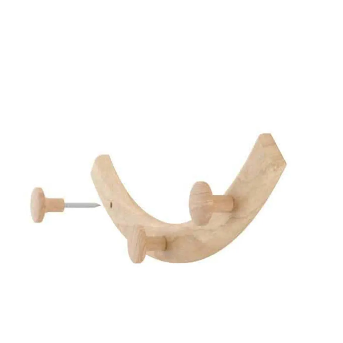 4 patères en bois naturel en forme de vagues