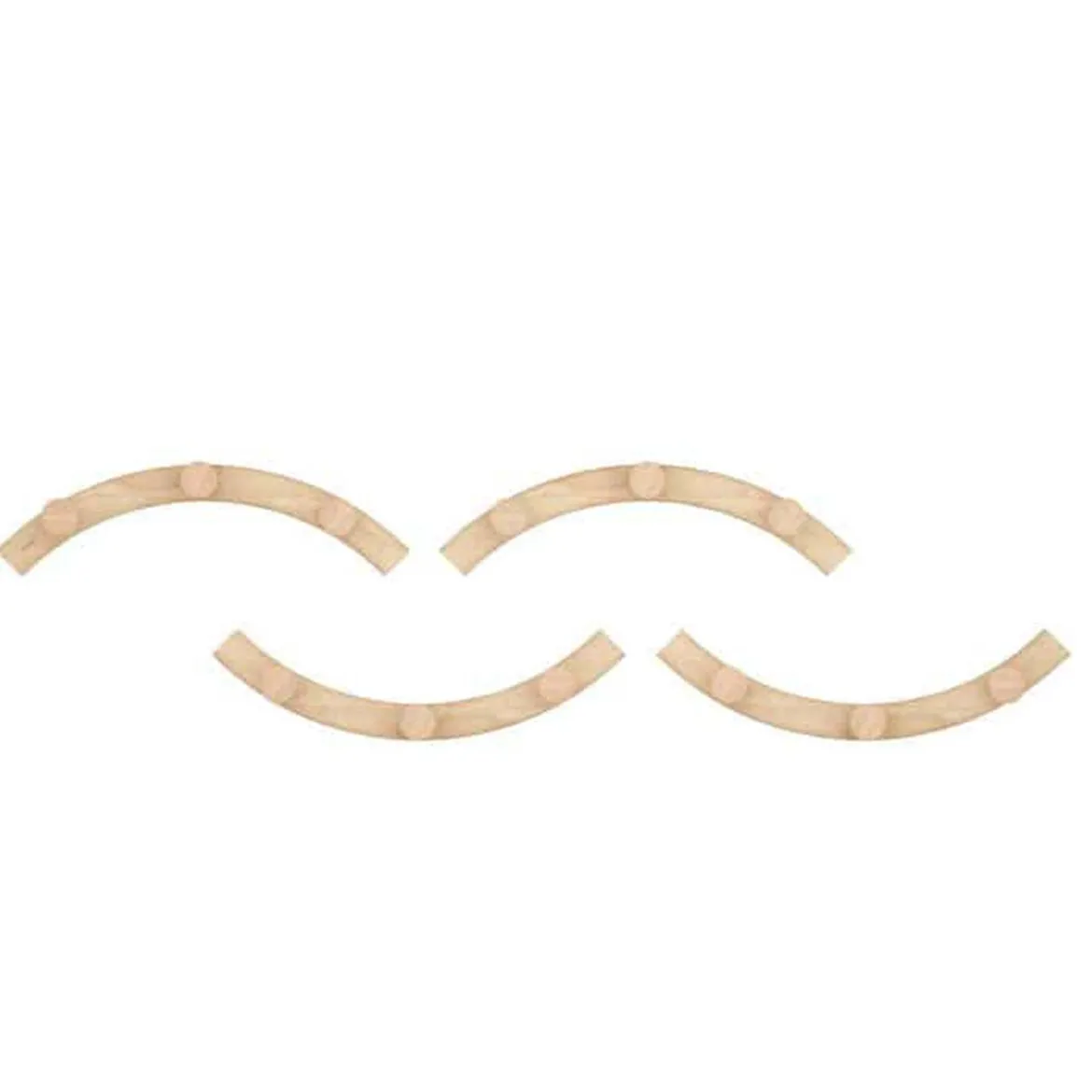 4 patères en bois naturel en forme de vagues