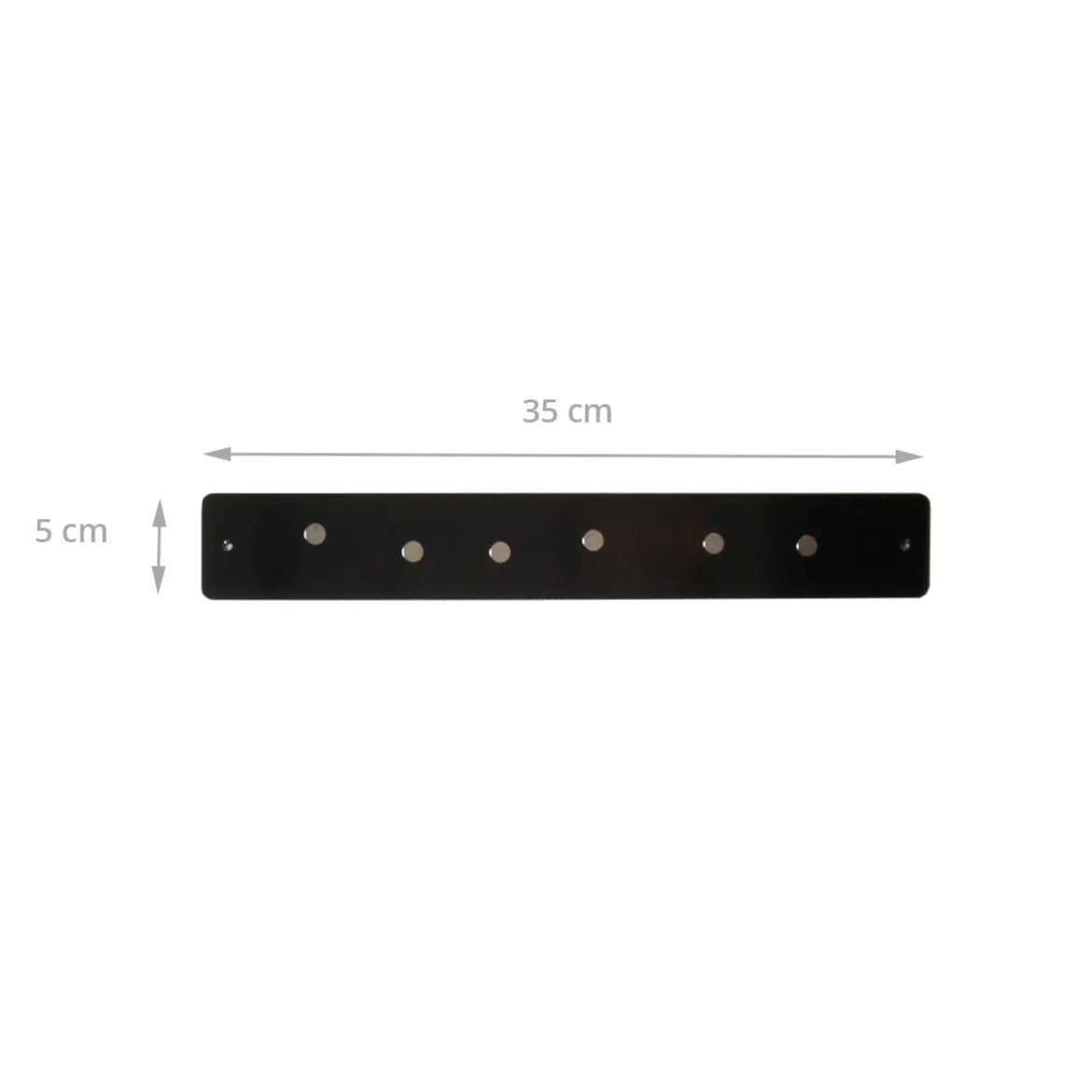 Petite barre magnétique murale noire avec 6 aimants fins et puissants