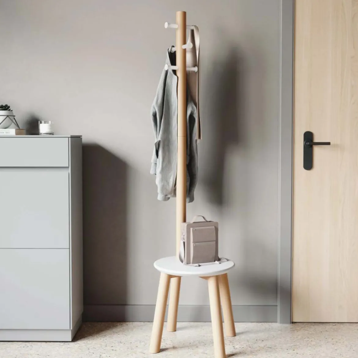 Porte-manteaux tabouret