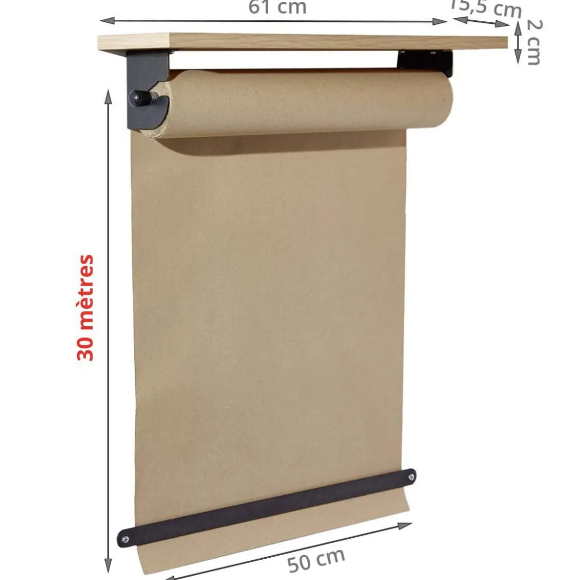 Porte-rouleau de papier kraft mural