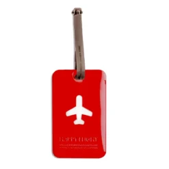 Porte-étiquette de bagage rectangulaire en plastique rouge