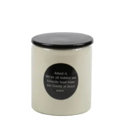 Pot en céramique crème avec pastille et couvercle noirs
