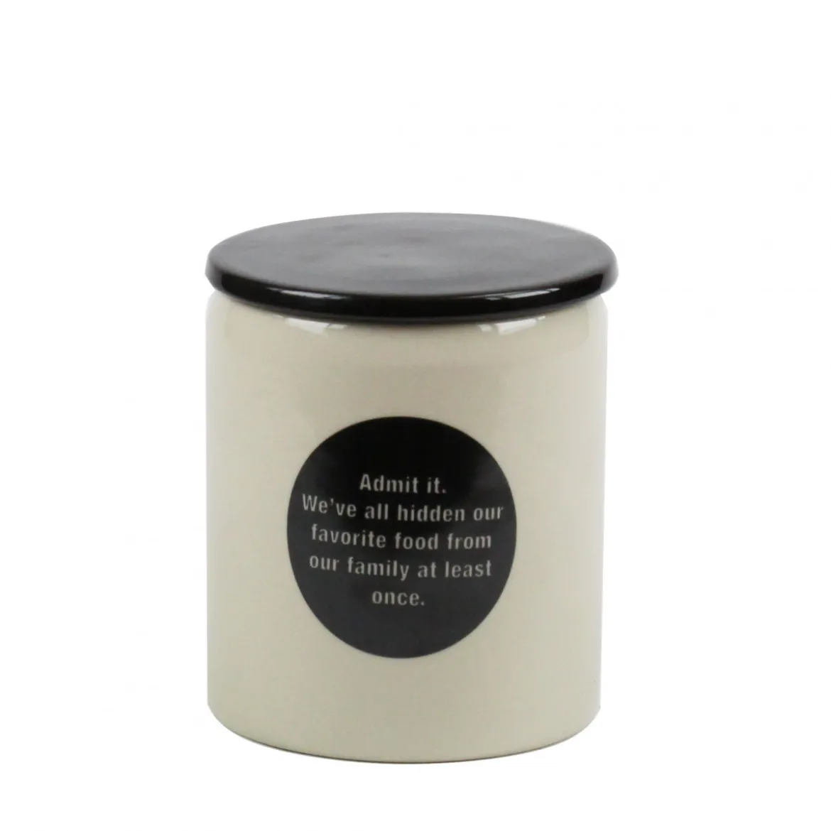 Pot en céramique crème avec pastille et couvercle noirs