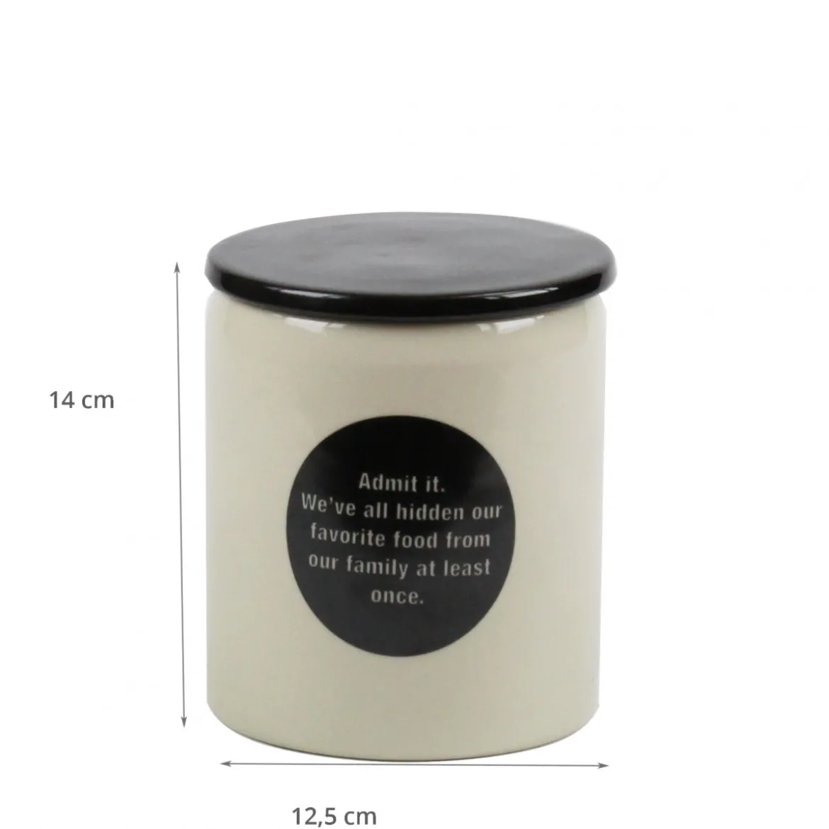 Pot en céramique crème avec pastille et couvercle noirs