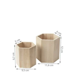2 pots à crayons hexagonaux en bois