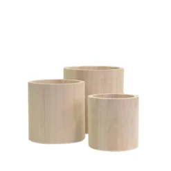 3 pots à crayons ronds en bois