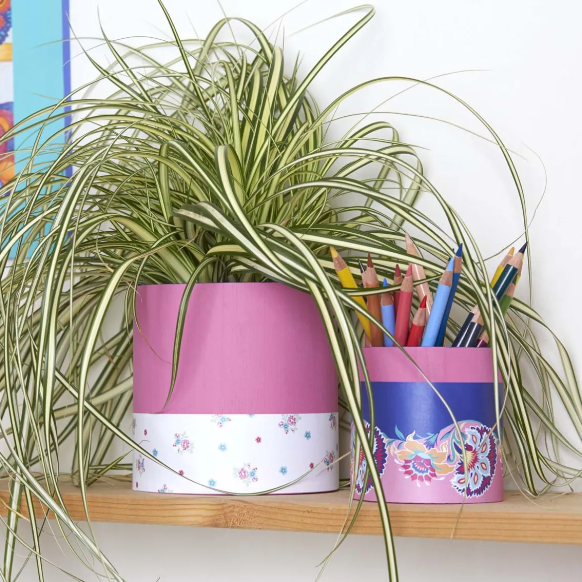3 pots à crayons ronds en bois