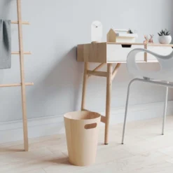 Poubelle de bureau en bois crème
