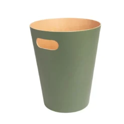 Poubelle de bureau en bois vert sauge