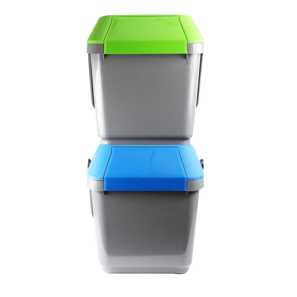 Poubelle de recyclage grise et verte